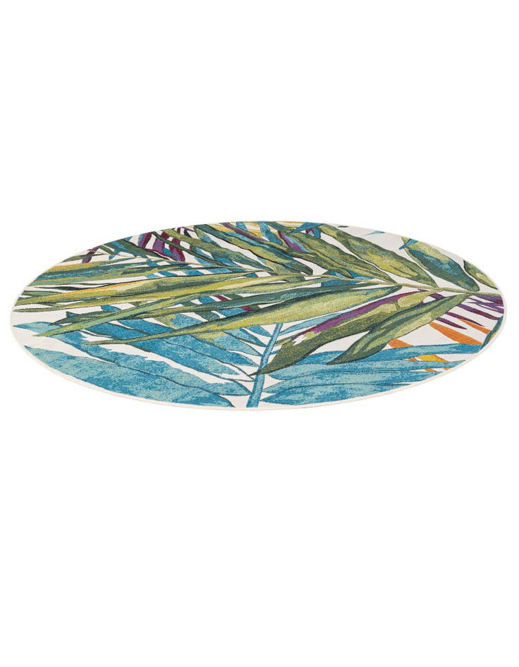 Detail image of 6' x 6'  Washable Botanical Indoor / Outdoor Round Rug