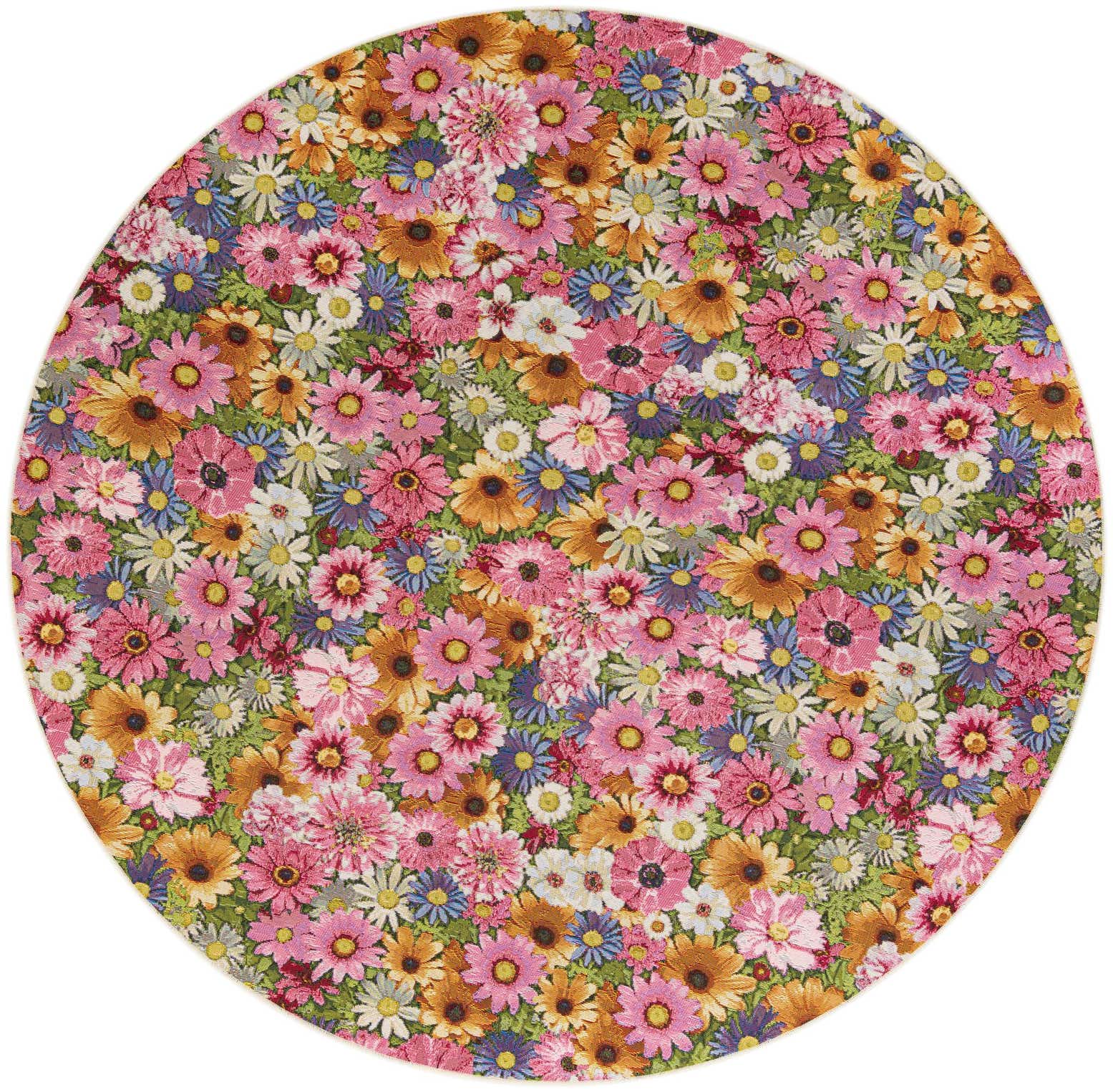 10' x 10' Easy-Clean Botanical Indoor / Outdoor Round Rug