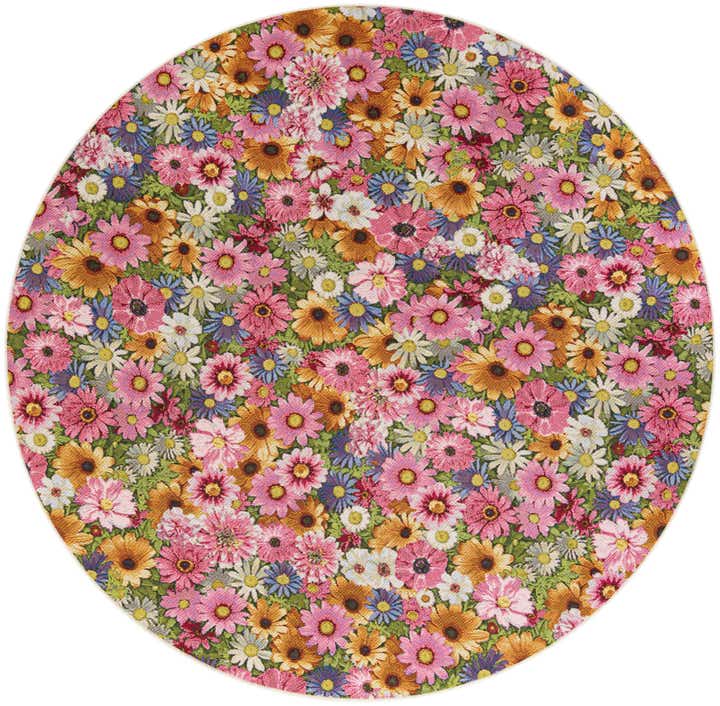 10' x 10' Easy-Clean Botanical Indoor / Outdoor Round Rug