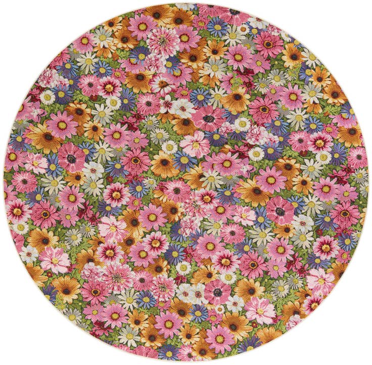 Detail image of 10' x 10' Easy-Clean Botanical Indoor / Outdoor Round Rug