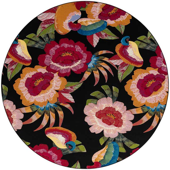 10' x 10' Easy-Clean Botanical Indoor / Outdoor Round Rug