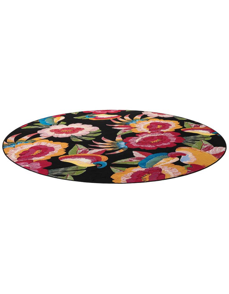 Detail image of 10' x 10'  Washable Botanical Indoor / Outdoor Round Rug