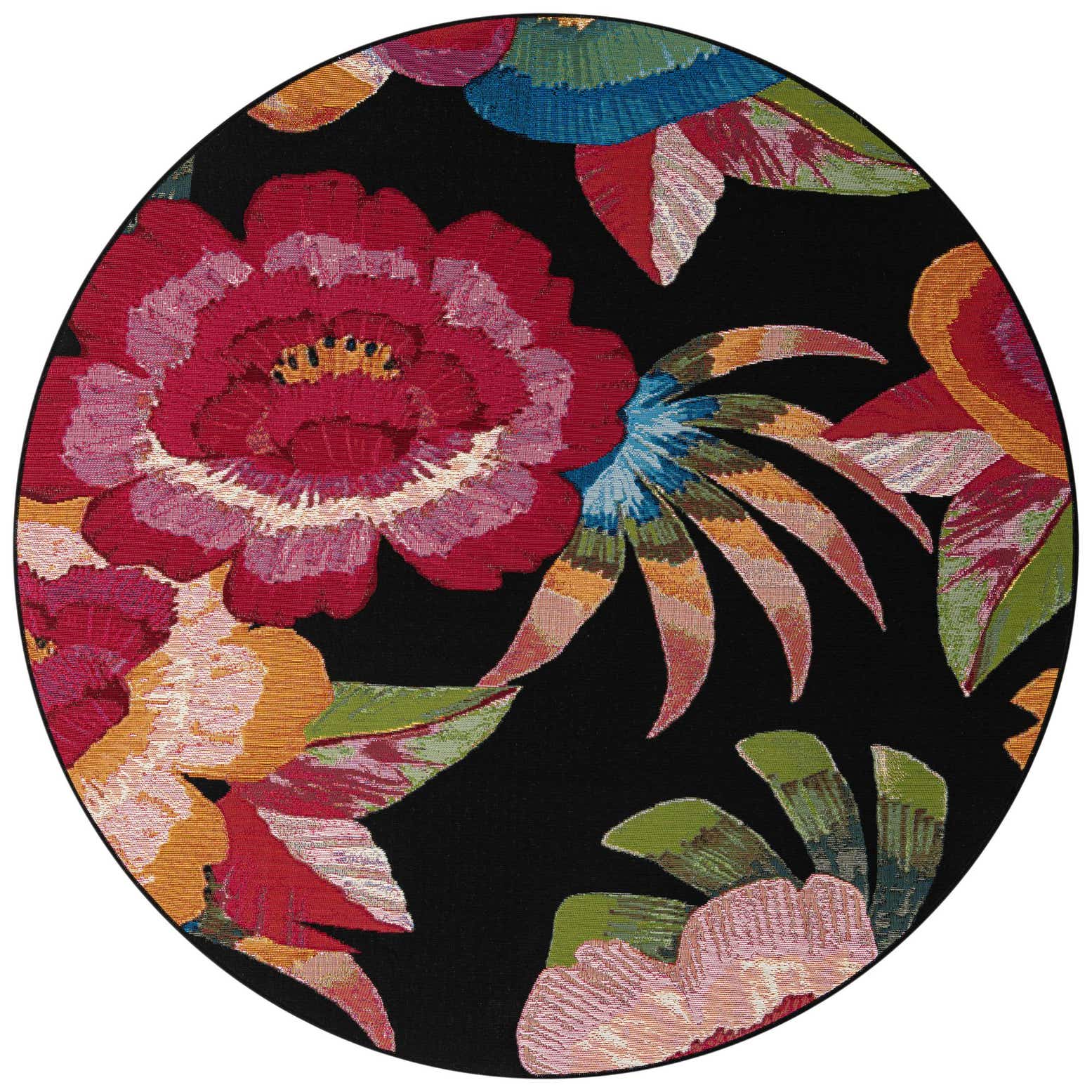 6' x 6' Easy-Clean Botanical Indoor / Outdoor Round Rug