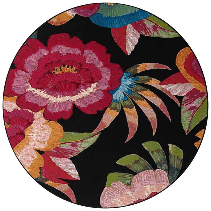 6' x 6' Easy-Clean Botanical Indoor / Outdoor Round Rug