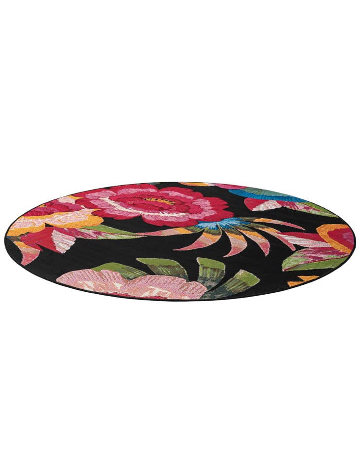 Detail image of 6' x 6'  Washable Botanical Indoor / Outdoor Round Rug