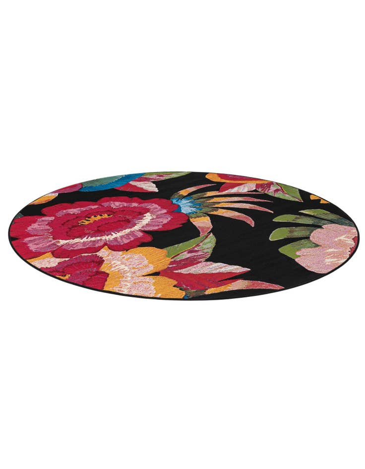 Detail image of 6' x 6'  Washable Botanical Indoor / Outdoor Round Rug