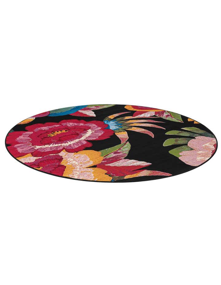 6' x 6' Easy-Clean Botanical Indoor / Outdoor Round Rug