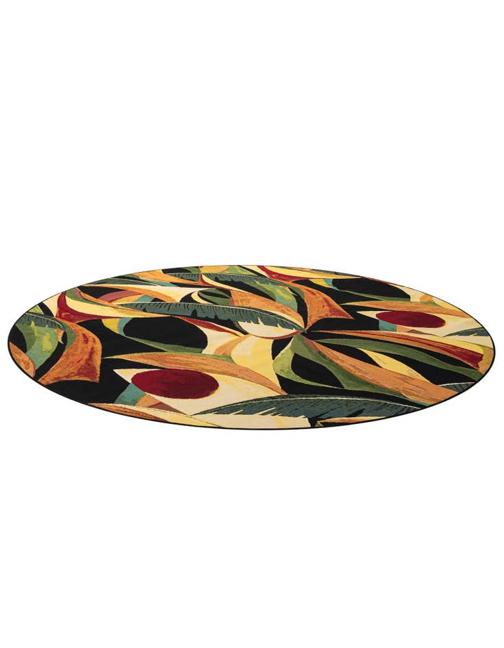 Detail image of 10' x 10'  Washable Botanical Indoor / Outdoor Round Rug