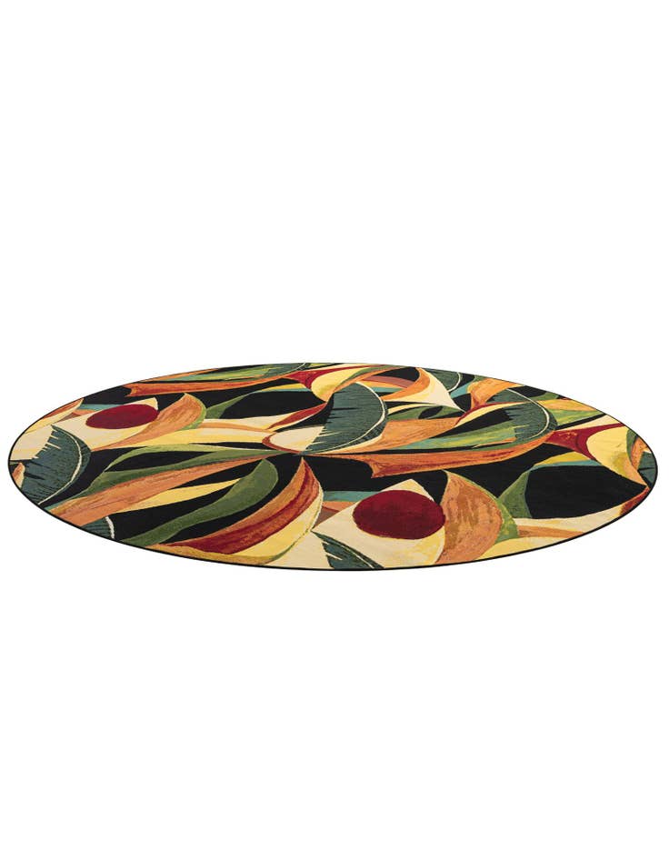 Detail image of 10' x 10'  Washable Botanical Indoor / Outdoor Round Rug