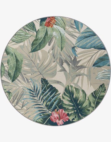 6' x 6' Easy-Clean Botanical Indoor / Outdoor Round Rug