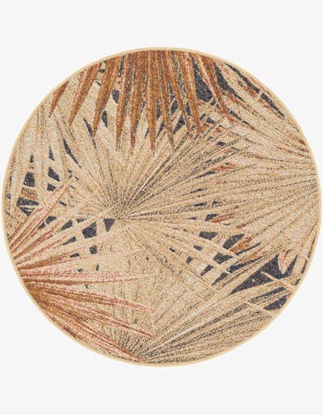 3' x 3' Easy-Clean Botanical Indoor / Outdoor Round Rug