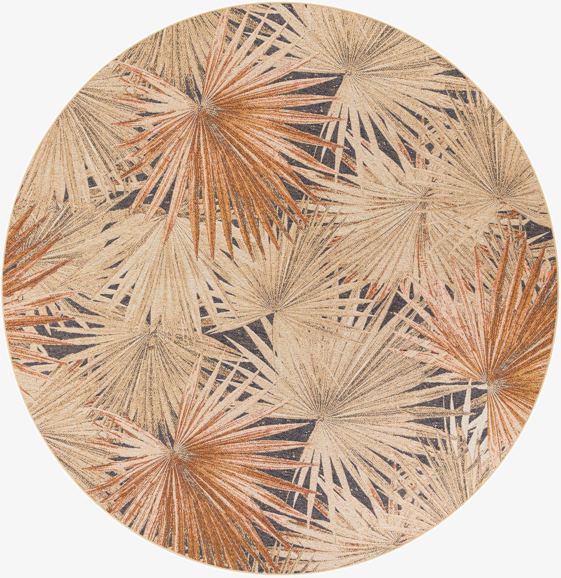 10' x 10'  Washable Botanical Indoor / Outdoor Round Rug