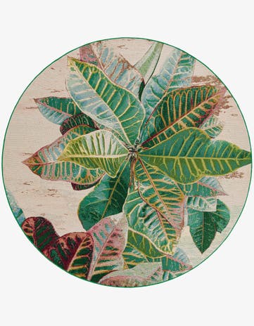 7' x 7' Easy-Clean Botanical Indoor / Outdoor Round Rug