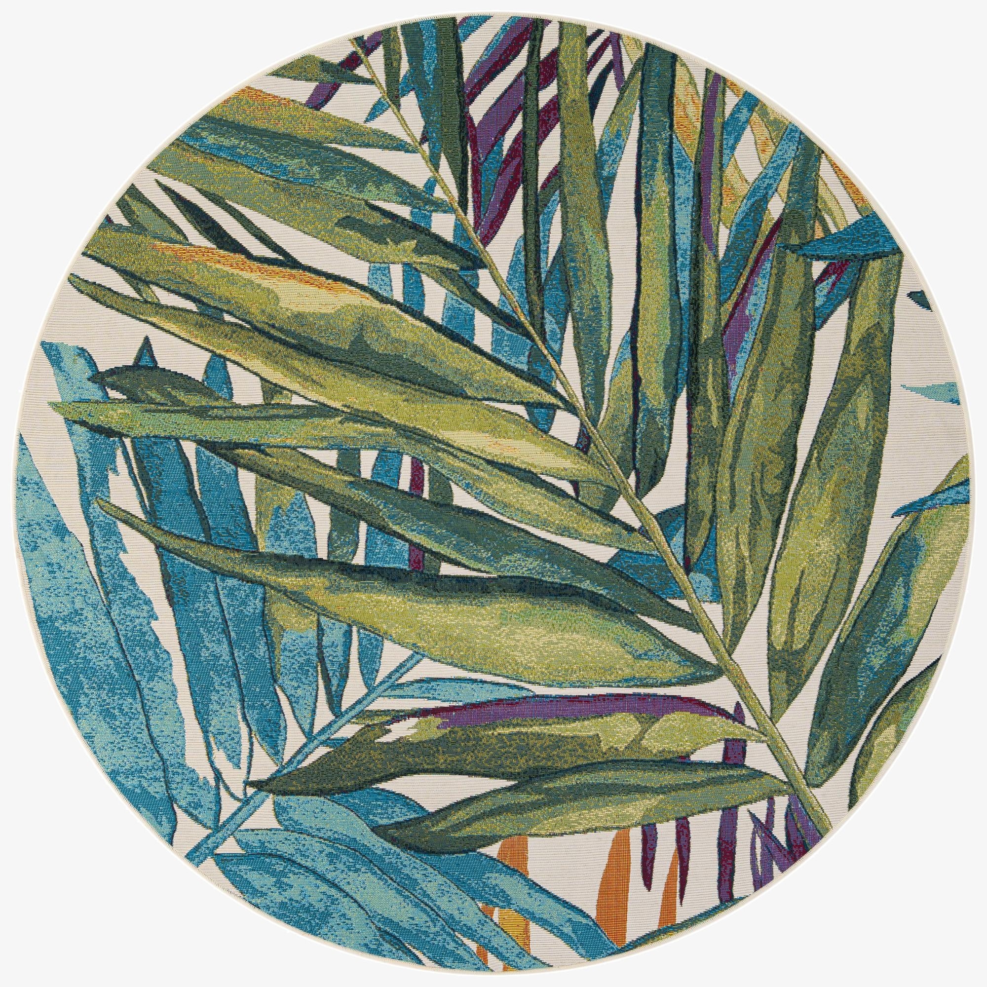 Primary image 6' x 6'  Washable Botanical Indoor / Outdoor Round Rug