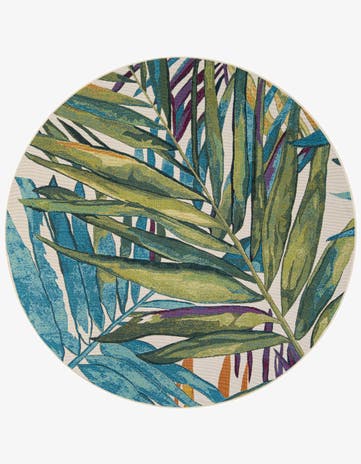 6' x 6' Easy-Clean Botanical Indoor / Outdoor Round Rug