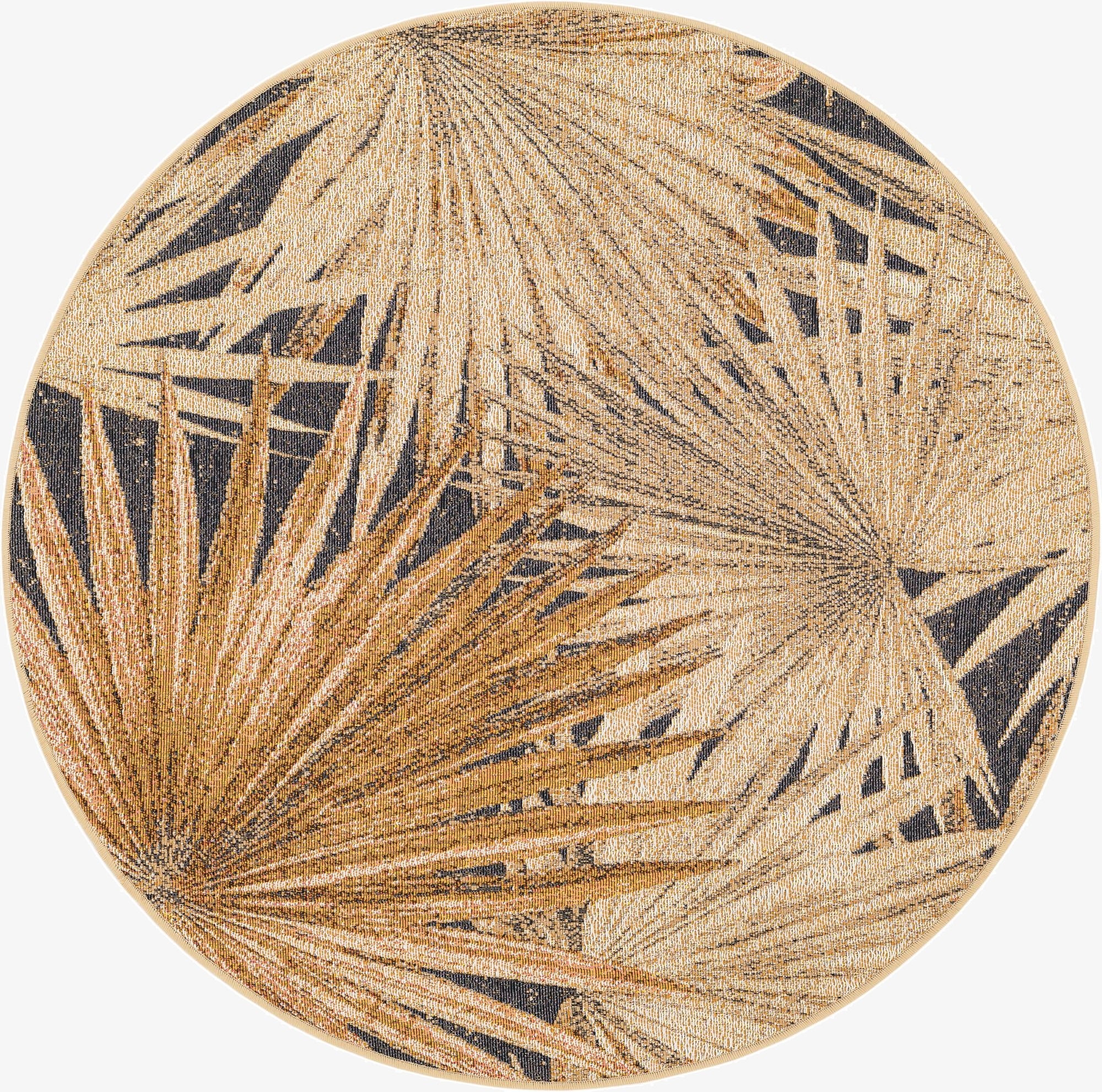 4' x 4'  Washable Botanical Indoor / Outdoor Round Rug