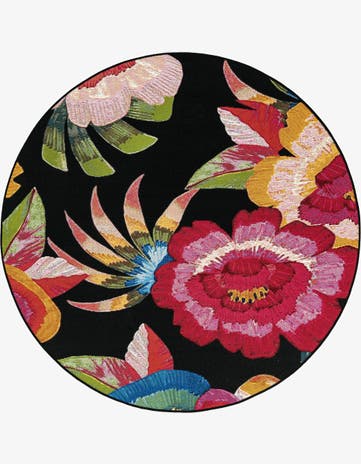 5' x 5' Easy-Clean Botanical Indoor / Outdoor Round Rug