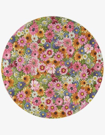 Easy-Clean Botanical Indoor / Outdoor Round Rug