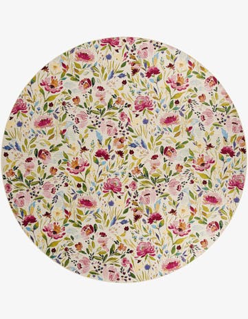 10' x 10' Easy-Clean Botanical Indoor / Outdoor Round Rug