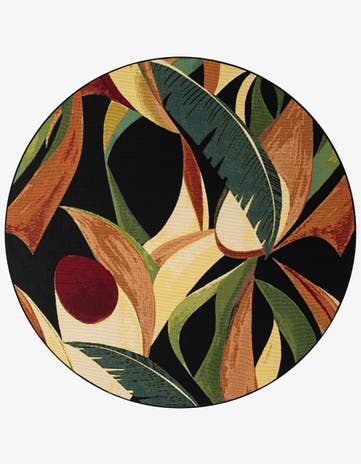 6' x 6' Easy-Clean Botanical Indoor / Outdoor Round Rug