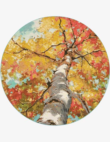 6' 1 x 6' 1 Easy-Clean Botanical Indoor / Outdoor Round Rug