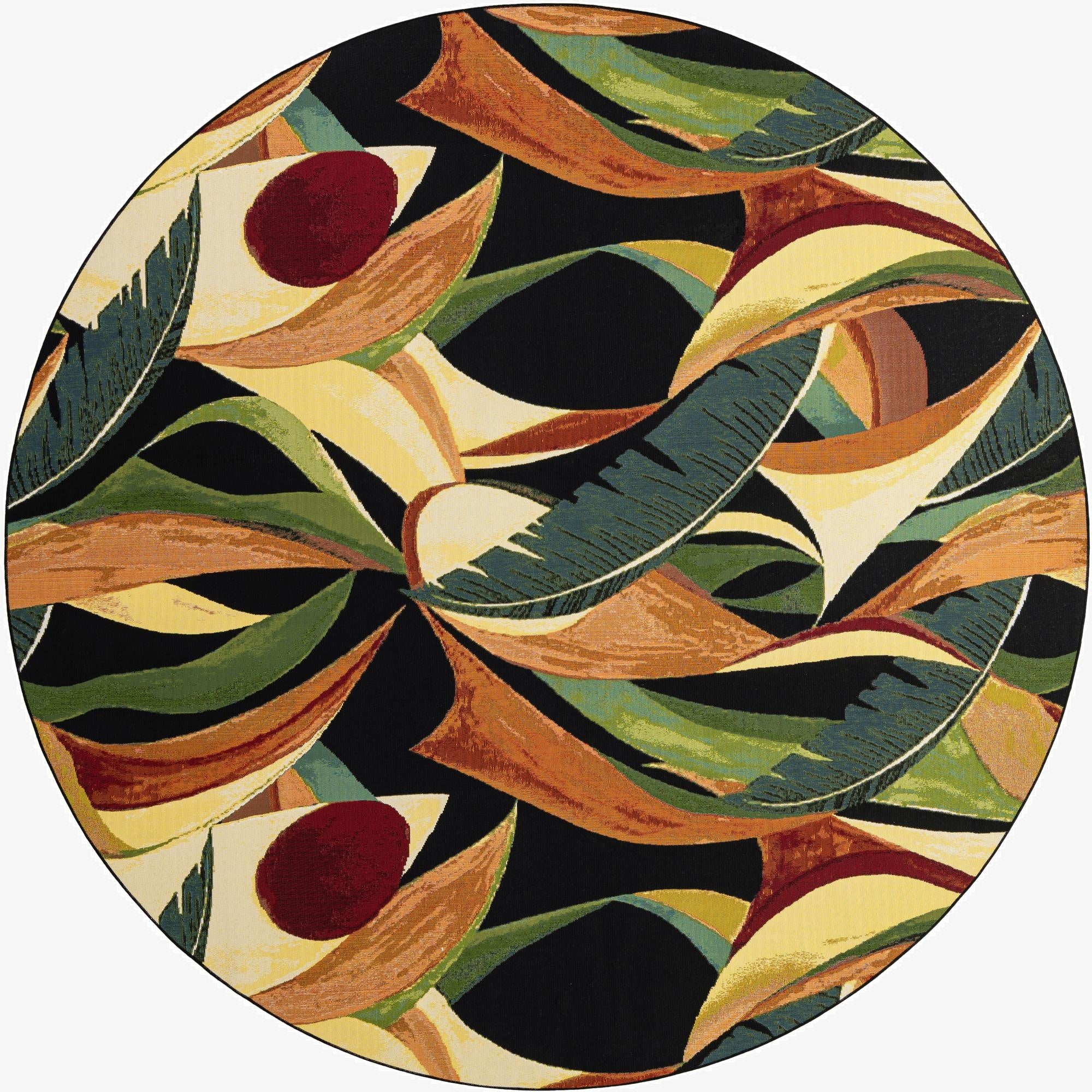 10' x 10'  Washable Botanical Indoor / Outdoor Round Rug
