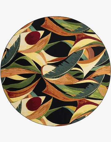 10' x 10' Easy-Clean Botanical Indoor / Outdoor Round Rug