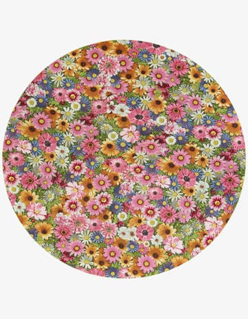 8' x 8' Easy-Clean Botanical Indoor / Outdoor Round Rug