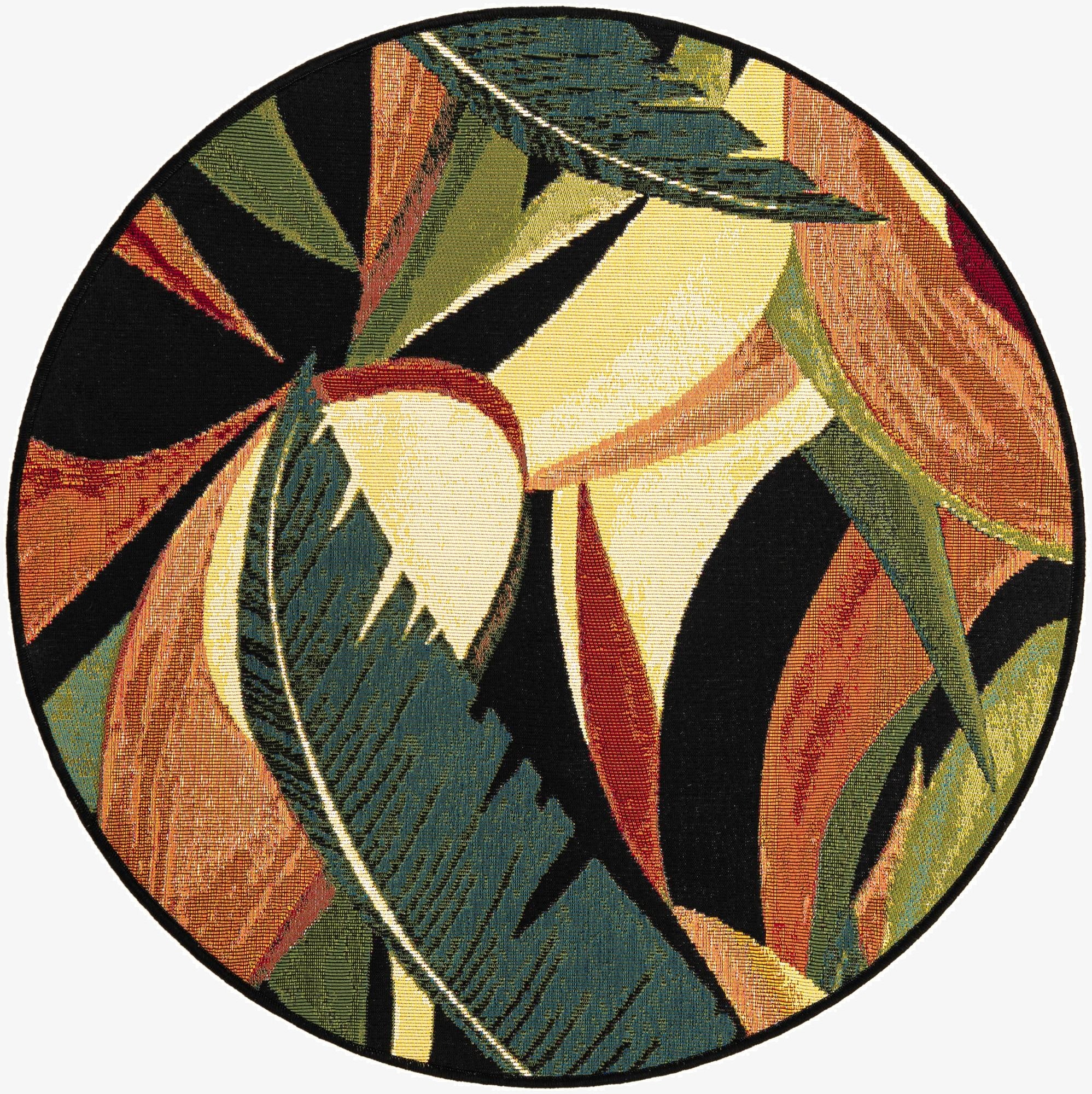 3' x 3'  Washable Botanical Indoor / Outdoor Round Rug