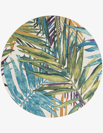 7' 10 x 7' 10 Easy-Clean Botanical Indoor / Outdoor Round Rug