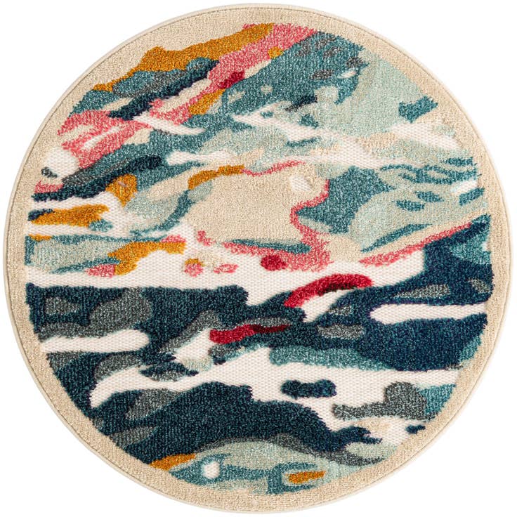 Detail image of 3' x 3' Easy-Clean Casablanca Indoor / Outdoor Round Rug