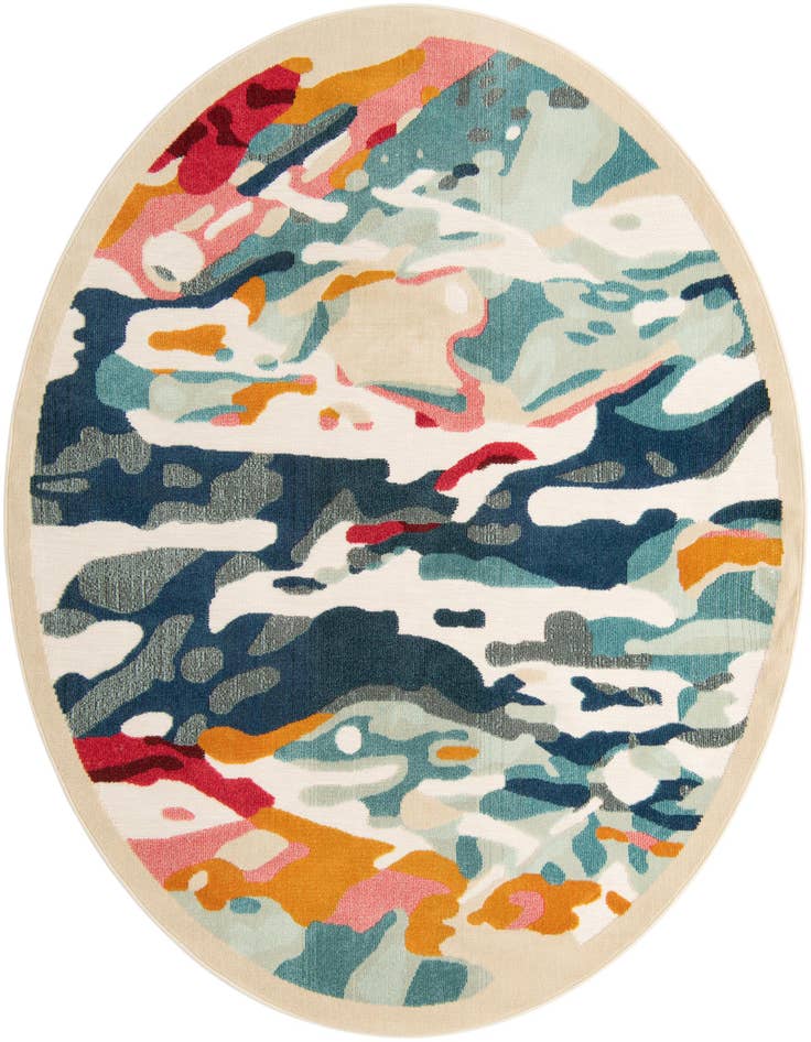 Detail image of 7' 10 x 7' 10 Easy-Clean Casablanca Indoor / Outdoor Round Rug