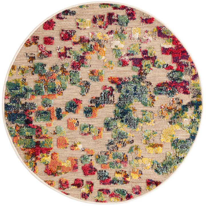 3' x 3' Easy-Clean Casablanca Indoor / Outdoor Round Rug