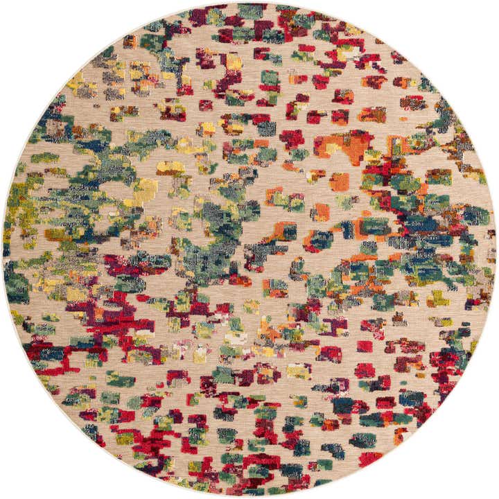 7' 10 x 7' 10 Easy-Clean Casablanca Indoor / Outdoor Round Rug