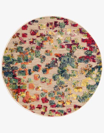 3' x 3' Easy-Clean Casablanca Indoor / Outdoor Round Rug