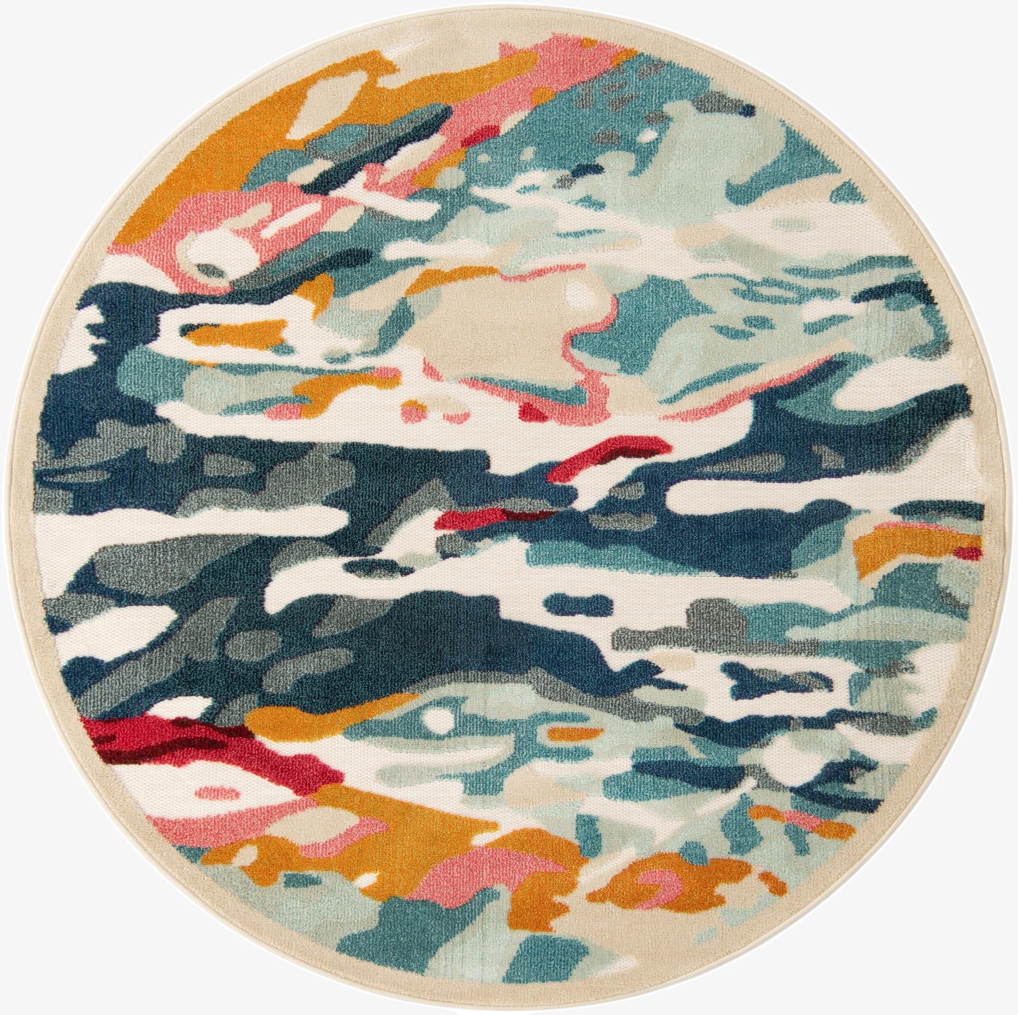 6' x 6'  Washable Casablanca Indoor / Outdoor Round Rug