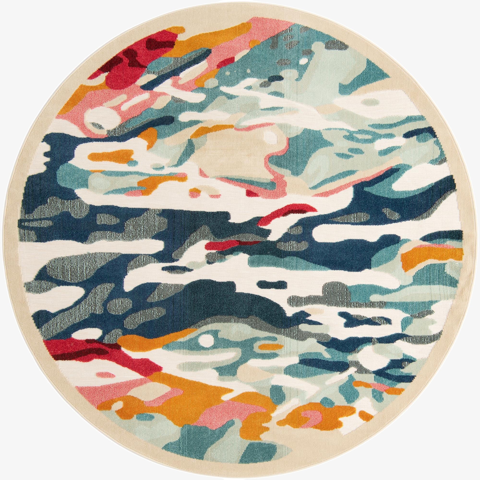 7' 10 x 7' 10  Washable Casablanca Indoor / Outdoor Round Rug