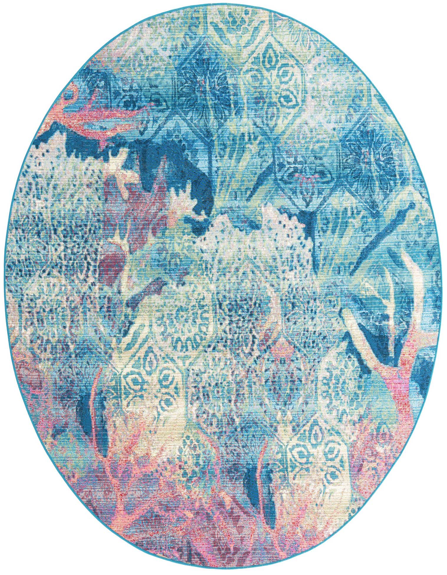 7' 10 x 7' 10 Easy-Clean Coastal Indoor / Outdoor Round Rug