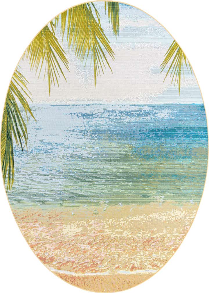 7' 10 x 7' 10 Easy-Clean Coastal Indoor / Outdoor Round Rug