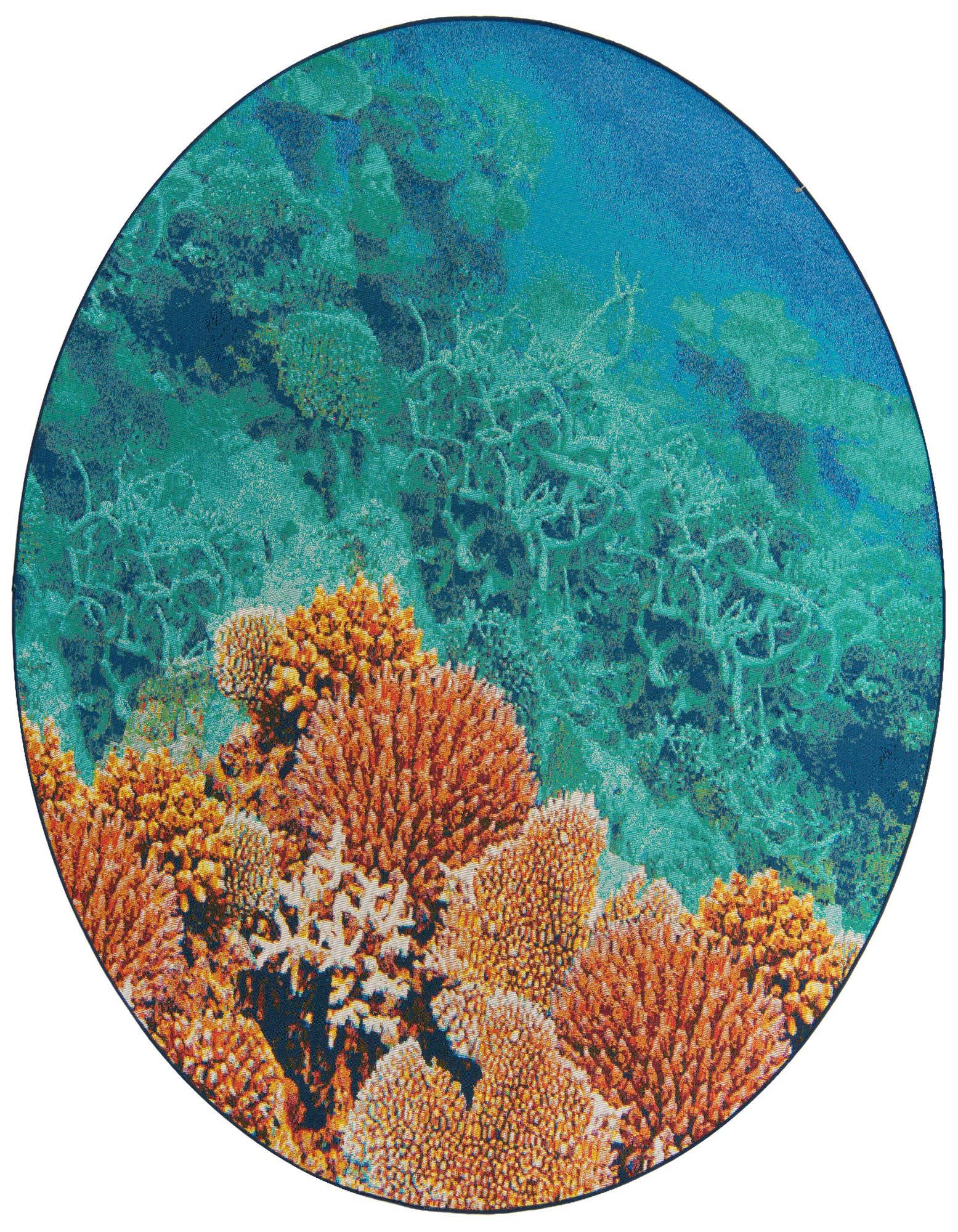 7' 10 x 7' 10 Easy-Clean Coastal Indoor / Outdoor Round Rug