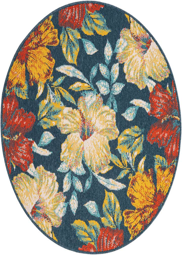 4' x 4' Easy-Clean Coastal Indoor / Outdoor Round Rug