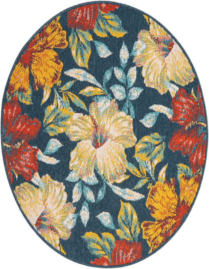 Detail image of 4' x 4' Easy-Clean Coastal Indoor / Outdoor Round Rug