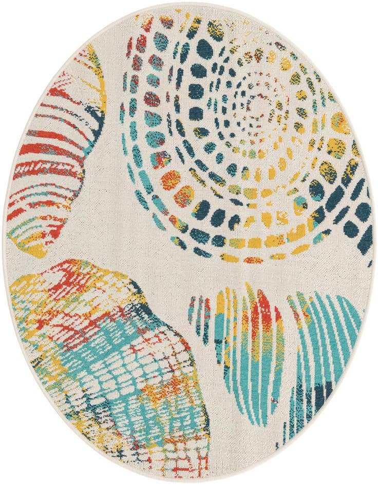 Detail image of 4' x 4' Easy-Clean Coastal Indoor / Outdoor Round Rug
