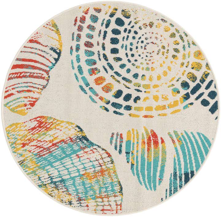 4' x 4' Easy-Clean Coastal Indoor / Outdoor Round Rug