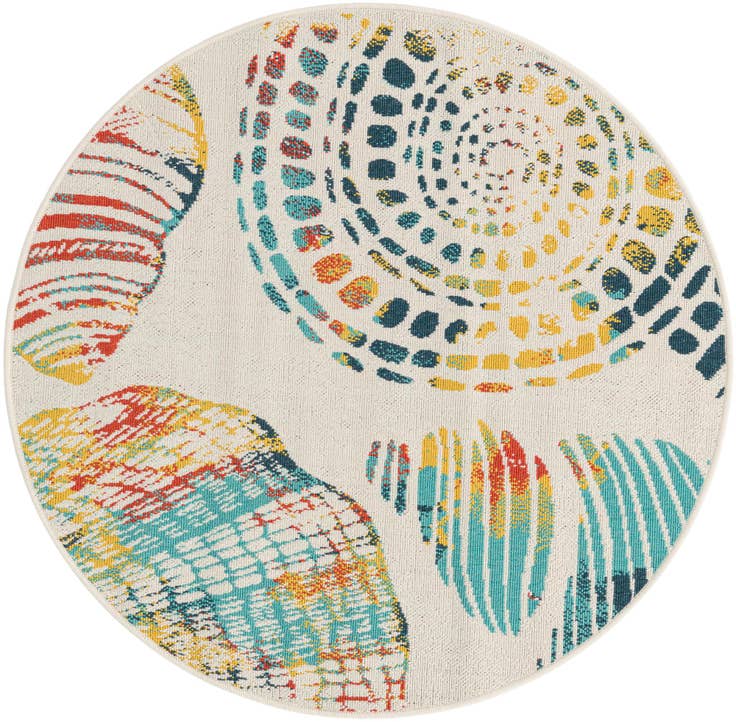 Detail image of 4' x 4' Easy-Clean Coastal Indoor / Outdoor Round Rug