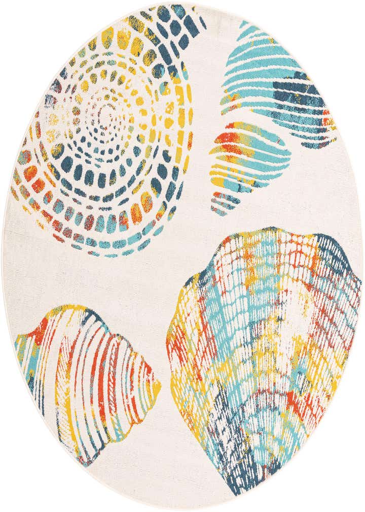 7' x 7' Easy-Clean Coastal Indoor / Outdoor Round Rug