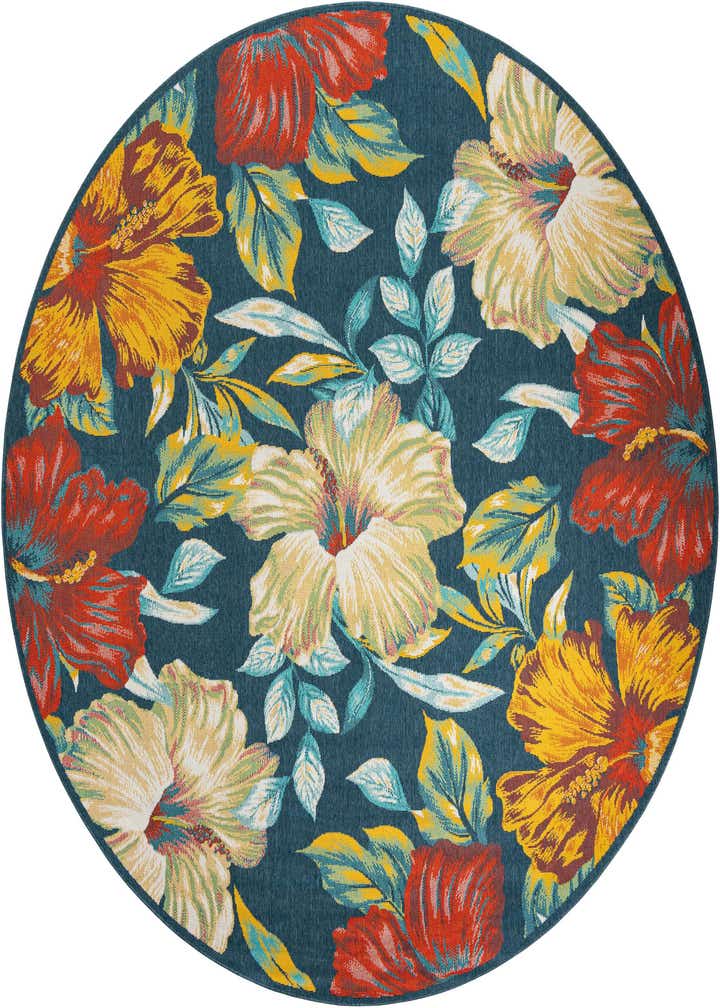 10' x 10' Easy-Clean Coastal Indoor / Outdoor Round Rug