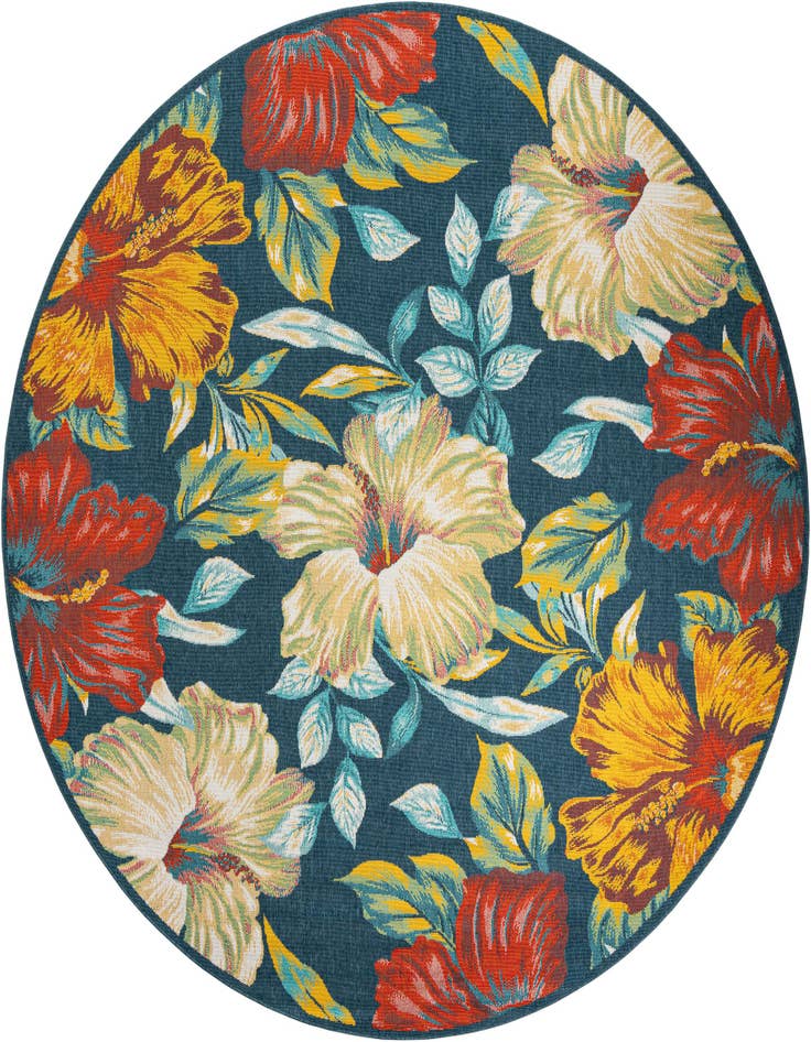 Detail image of 10' x 10' Easy-Clean Coastal Indoor / Outdoor Round Rug