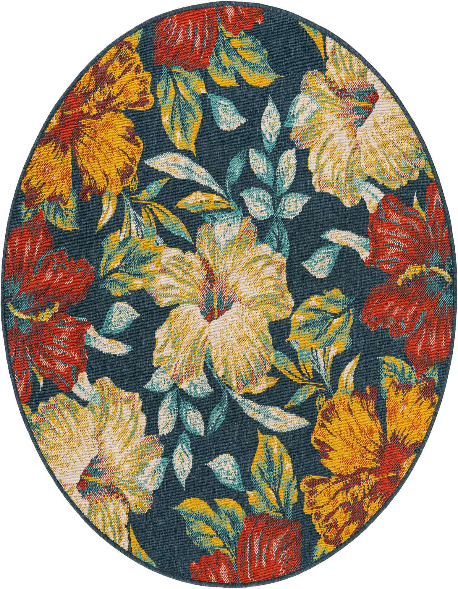 5' 3 x 5' 3 Easy-Clean Coastal Indoor / Outdoor Round Rug
