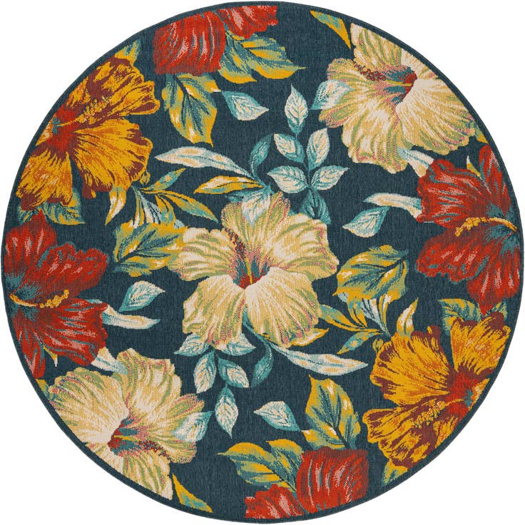 Detail image of 7' 10 x 7' 10 Easy-Clean Coastal Indoor / Outdoor Round Rug